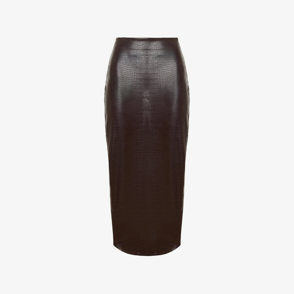 Women's Crocodile Leather Midi Skirt