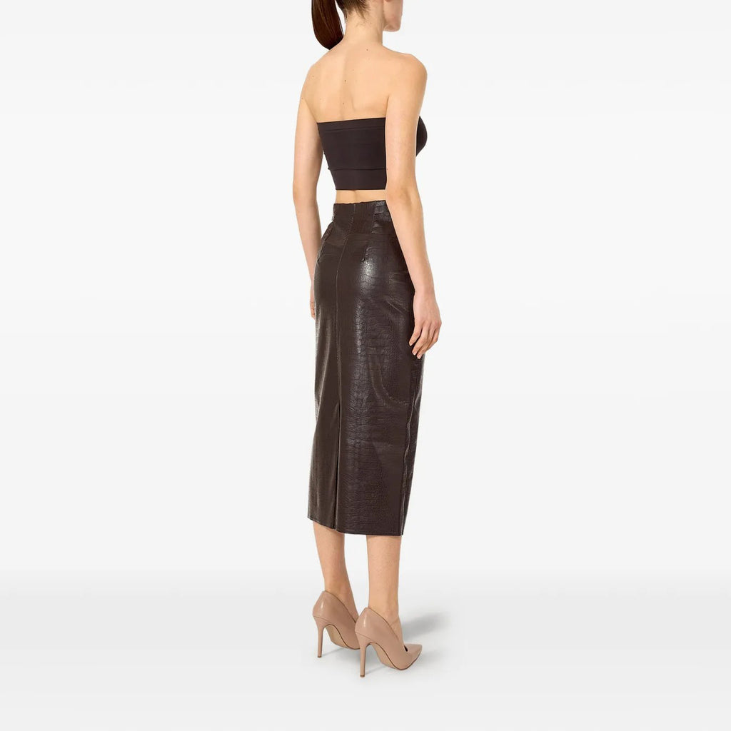 Women's Crocodile Leather Midi Skirt