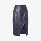 Women's Crocodile Leather Wrap Midi Skirt