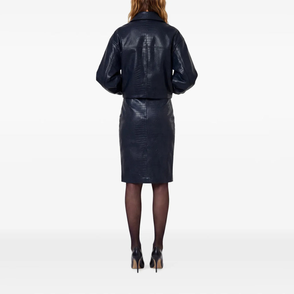 Women's Crocodile Leather Wrap Midi Skirt