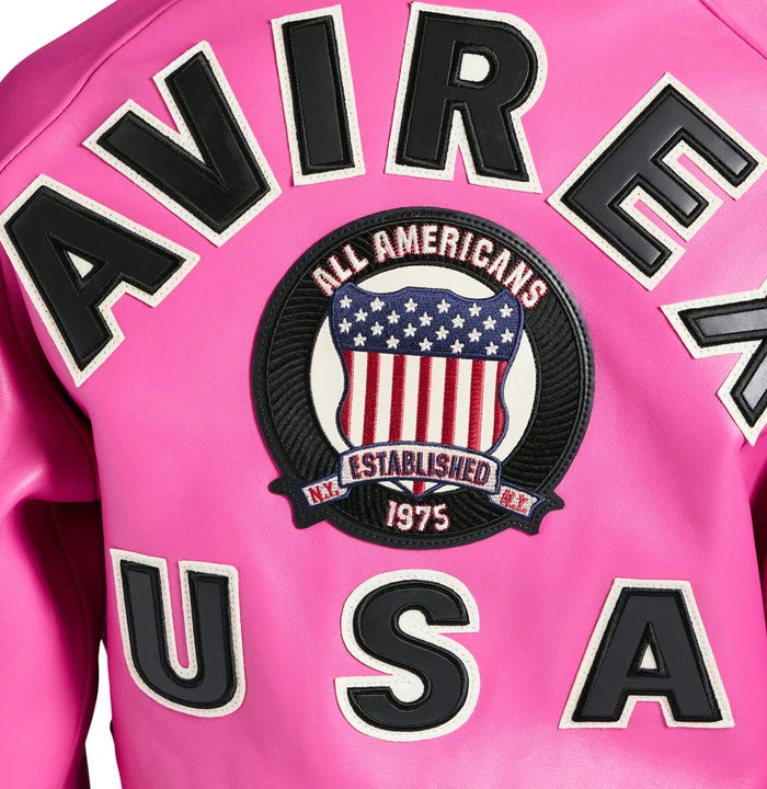 Women's Cropped Leather Bomber Jacket – Pink