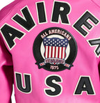 Women's Cropped Leather Bomber Jacket – Pink