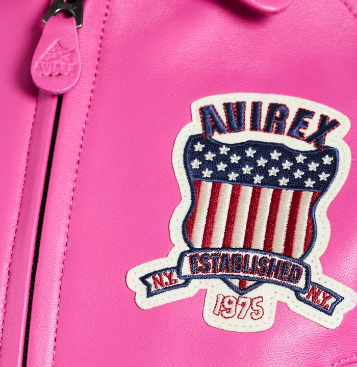 Women's Cropped Leather Bomber Jacket – Pink
