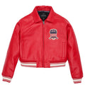 Women's Cropped Leather Bomber Jacket – Red