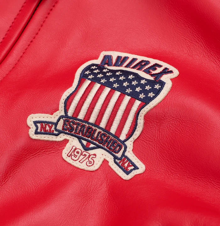 Women's Cropped Leather Bomber Jacket – Red