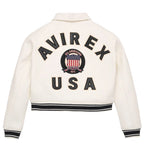 Women's Cropped Leather Bomber Jacket –  White