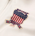 Women's Cropped Leather Bomber Jacket –  White