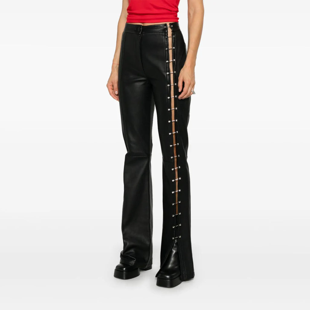 Women's Cutout Straight Leg Leather Pants
