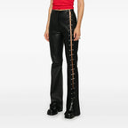 Women's Cutout Straight Leg Leather Pants