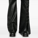 Women's Cutout Straight Leg Leather Pants