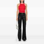 Women's Cutout Straight Leg Leather Pants