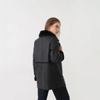 Women's Double-Breasted Shearling Leather Pea Coat