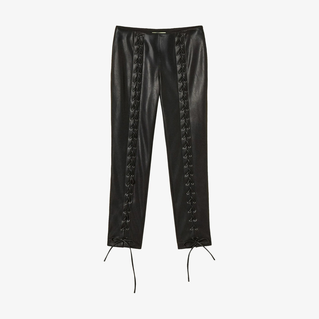 Women's Front Lace Up Skinny Leather Pants