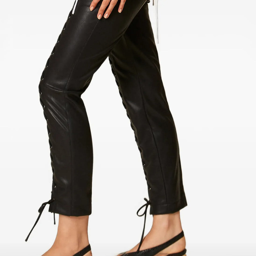 Women's Front Lace Up Skinny Leather Pants