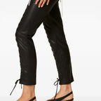 Women's Front Lace Up Skinny Leather Pants