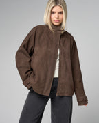 Women's Funnel Neck Suede Jacket