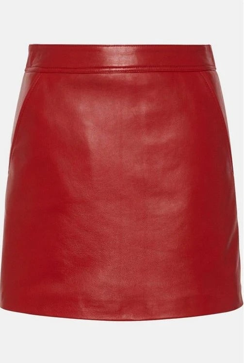 Women's High-Waisted A-Line Leather Mini Skirt