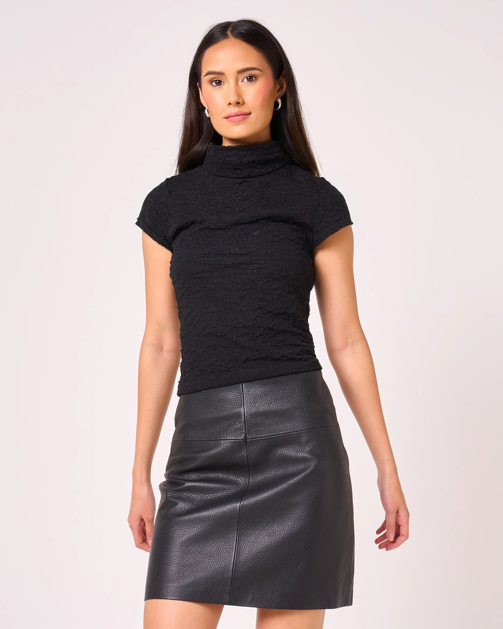 Women's High Waist Leather Mini Skirt