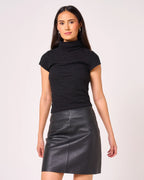 Women's High Waist Leather Mini Skirt