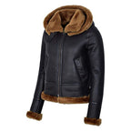 Women's Hooded B-3 Sheepskin Shearling Aviator Jacket