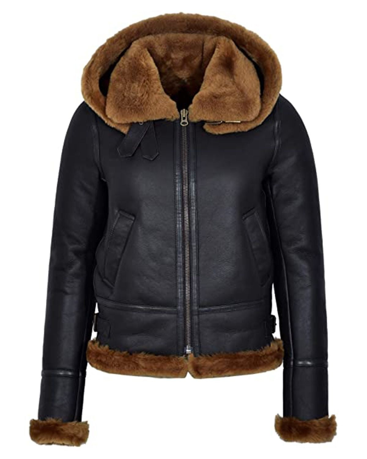 Women's Hooded B-3 Sheepskin Shearling Aviator Jacket