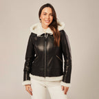 Women's Hooded Shearling Aviator Jacket