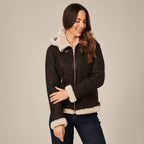 Women's Hooded Shearling Aviator Jacket