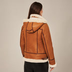 Women's Hooded Shearling Aviator Jacket