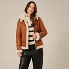 Women's Hooded Shearling Aviator Jacket