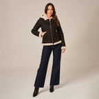 Women's Hooded Shearling Aviator Jacket