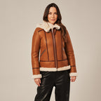 Women's Hooded Shearling Aviator Jacket