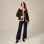 Women's Hooded Shearling Aviator Jacket