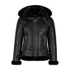 Women's Hooded Sheepskin Shearling Jacket