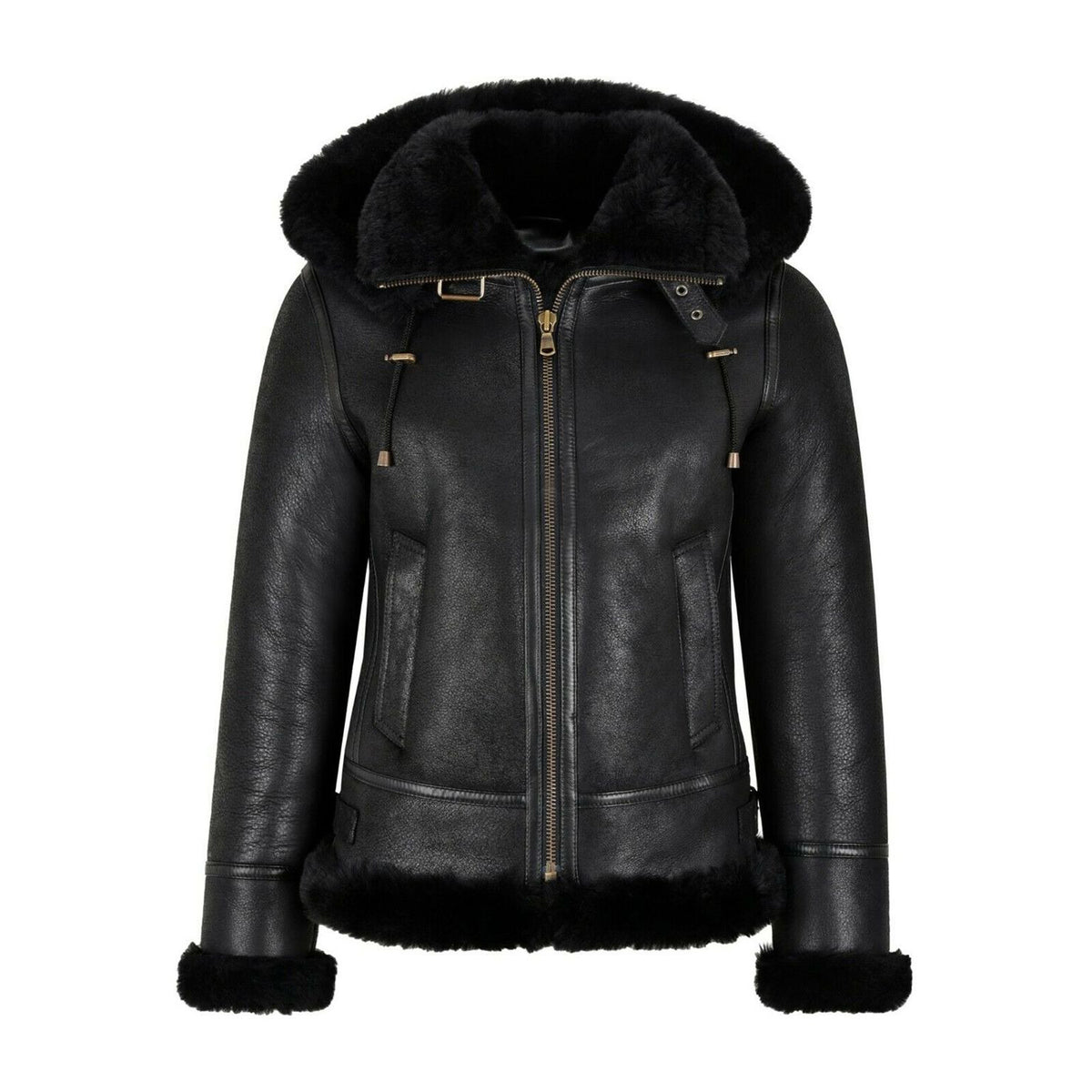 Women's Hooded Sheepskin Shearling Jacket