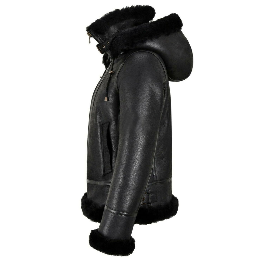 Women's Hooded Sheepskin Shearling Jacket