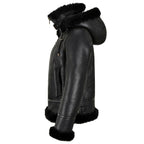 Women's Hooded Sheepskin Shearling Jacket