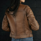 Women's Brown Lambskin Leather Slim-Fit Biker Jacket