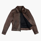 Women's Brown Lambskin Leather Slim-Fit Biker Jacket