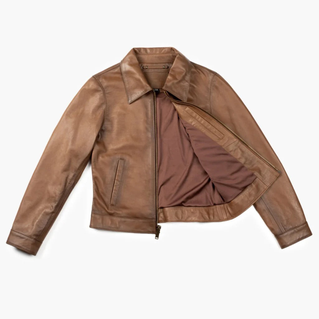 Women's Brown Lambskin Leather Slim-Fit Biker Jacket