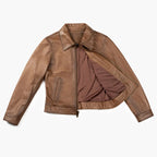 Women's Brown Lambskin Leather Slim-Fit Biker Jacket