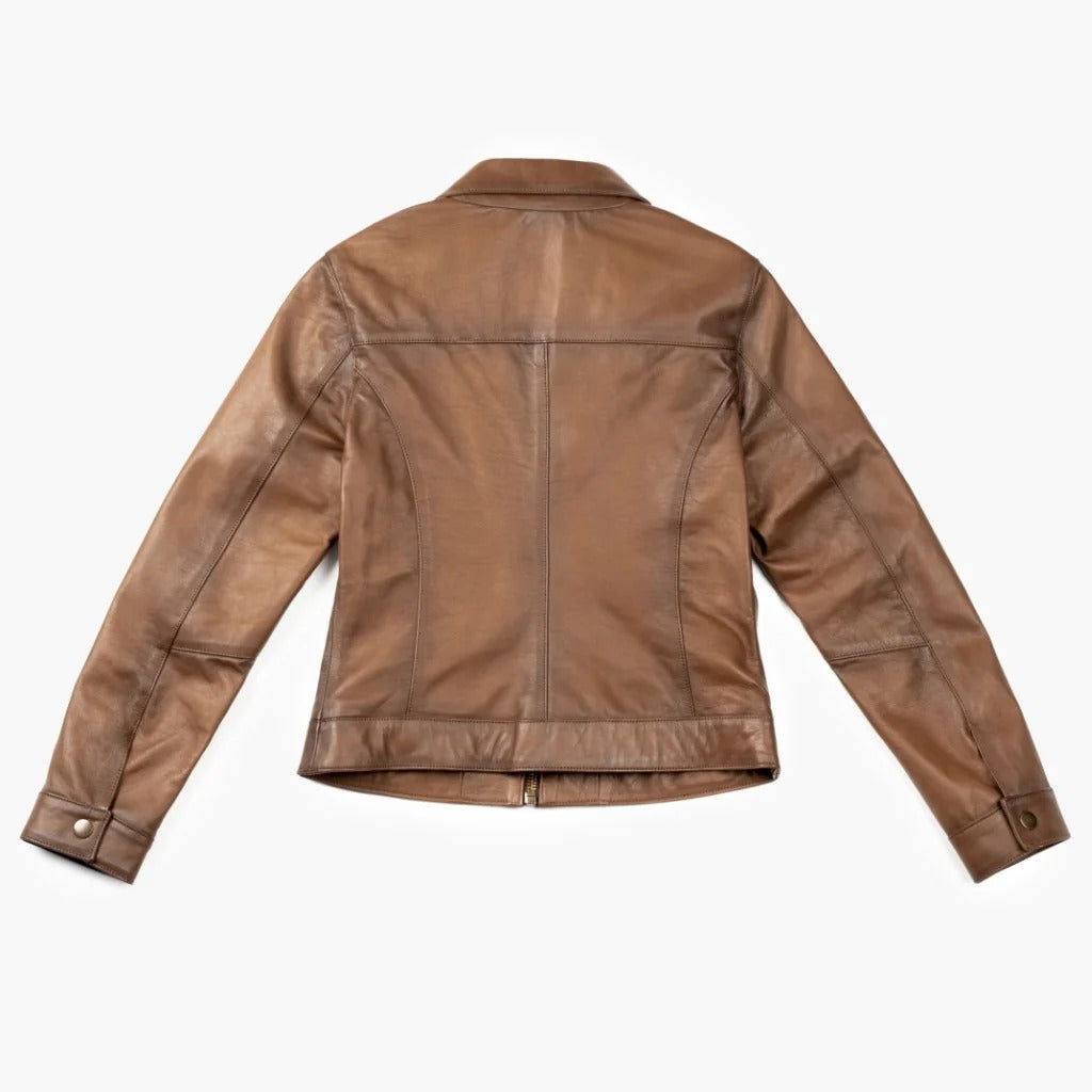 Women's Brown Lambskin Leather Slim-Fit Biker Jacket
