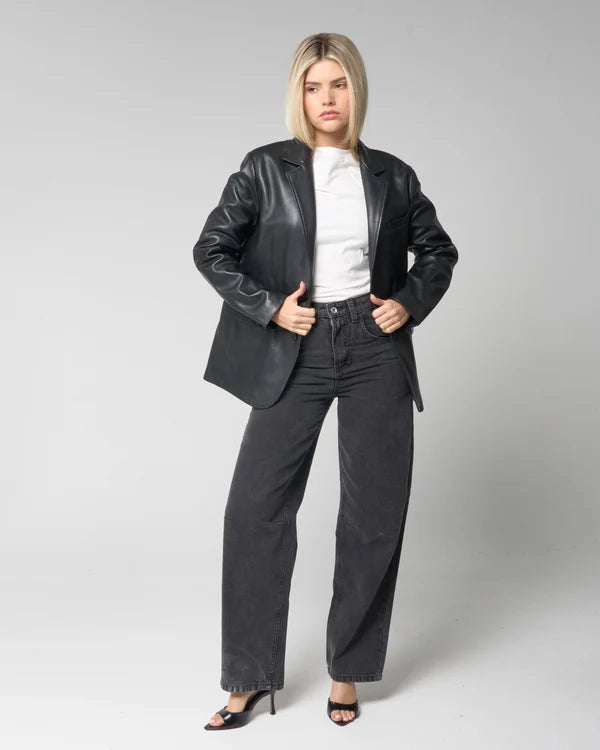 Women's Leather Blazer Jacket