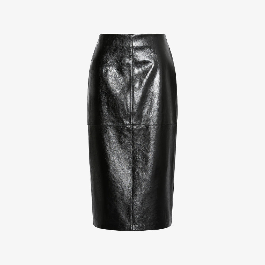 Women's Leather Midi Skirt