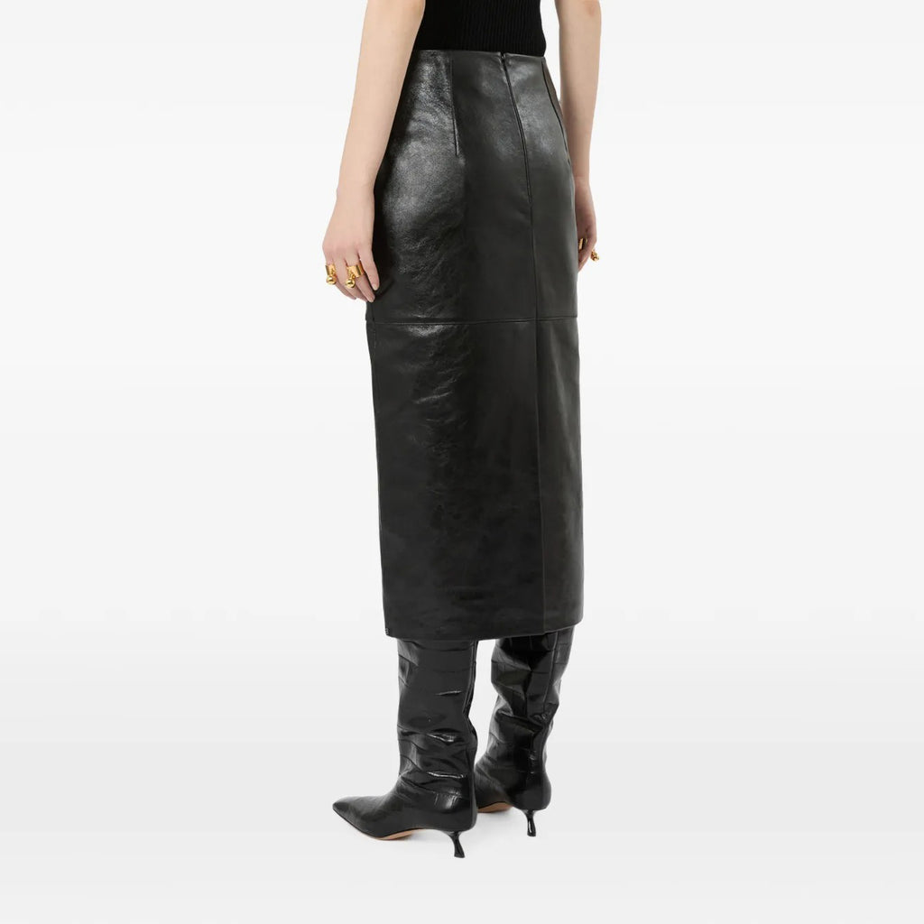 Women's Leather Midi Skirt