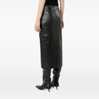 Women's Leather Midi Skirt