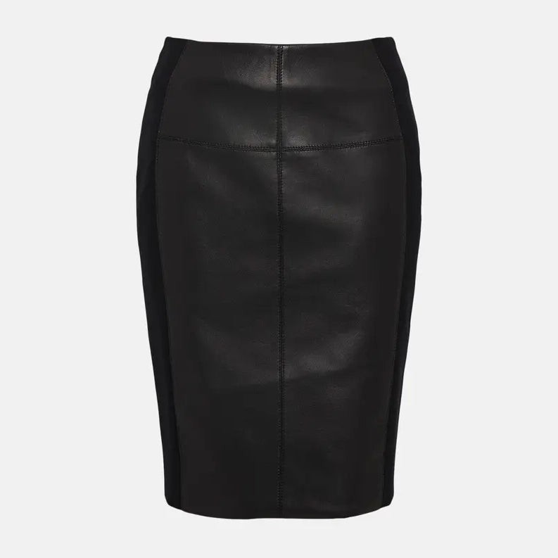 Women's Leather and Ponte Panelled Pencil Skirt