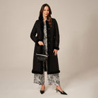 Women's Long Knee-Length Tailored Shearling Suede Coat