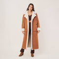 Women's Long Oversized Double-Breasted Shearling Coat