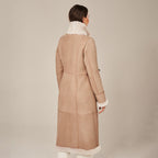 Women's Tailored Long Shearling Lined Suede Coat