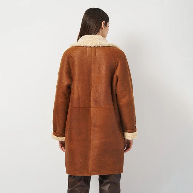 Women's Mid-Length Shearling-Lined Suede Coat